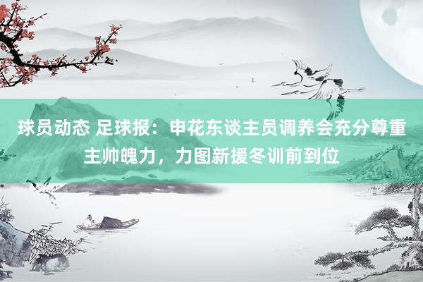 球员动态 足球报：申花东谈主员调养会充分尊重主帅魄力，力图新援冬训前到位