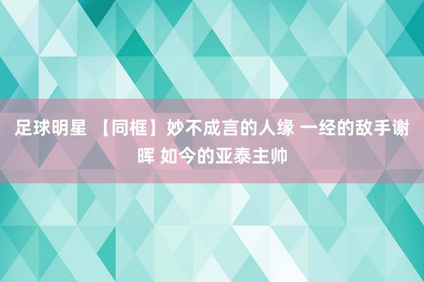 足球明星 【同框】妙不成言的人缘 一经的敌手谢晖 如今的亚泰主帅