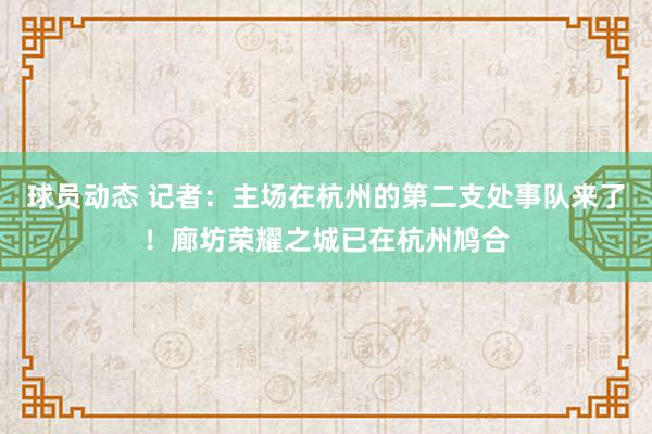 球员动态 记者：主场在杭州的第二支处事队来了！廊坊荣耀之城已在杭州鸠合