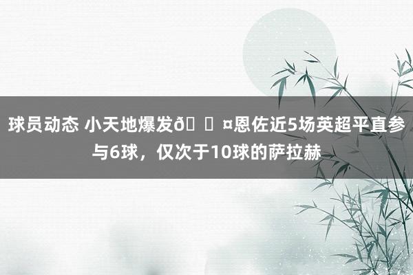 球员动态 小天地爆发😤恩佐近5场英超平直参与6球，仅次于10球的萨拉赫